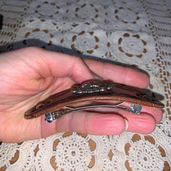 Genuine Leather Western Style Hair Barette-NEW! - Picture 15 of 16